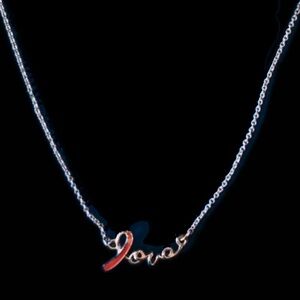 Love pink ribbon breast cancer awareness necklace
